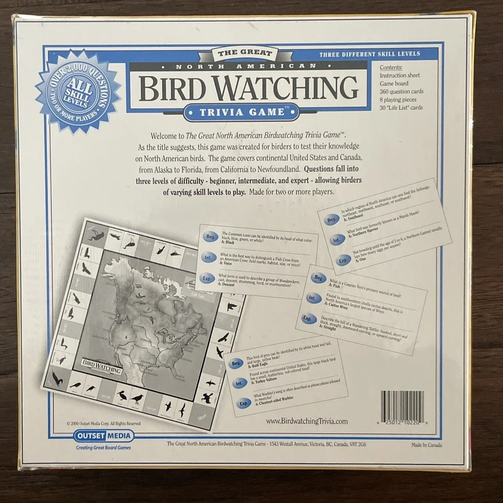 The Great North American‎ Bird Watching Trivia Game Outset Media 2004 NEW!